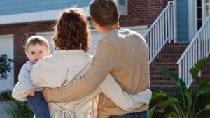 A family looking at a house in Canada